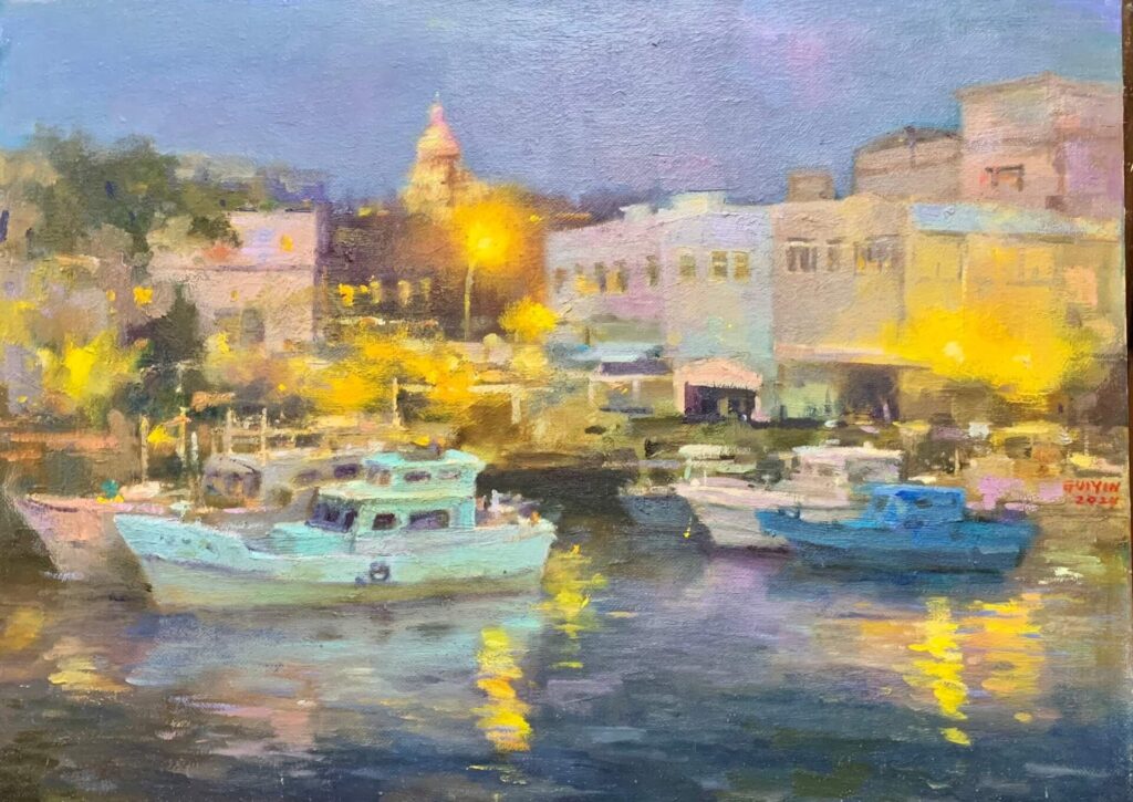 林桂英《澎湖海港夜景》