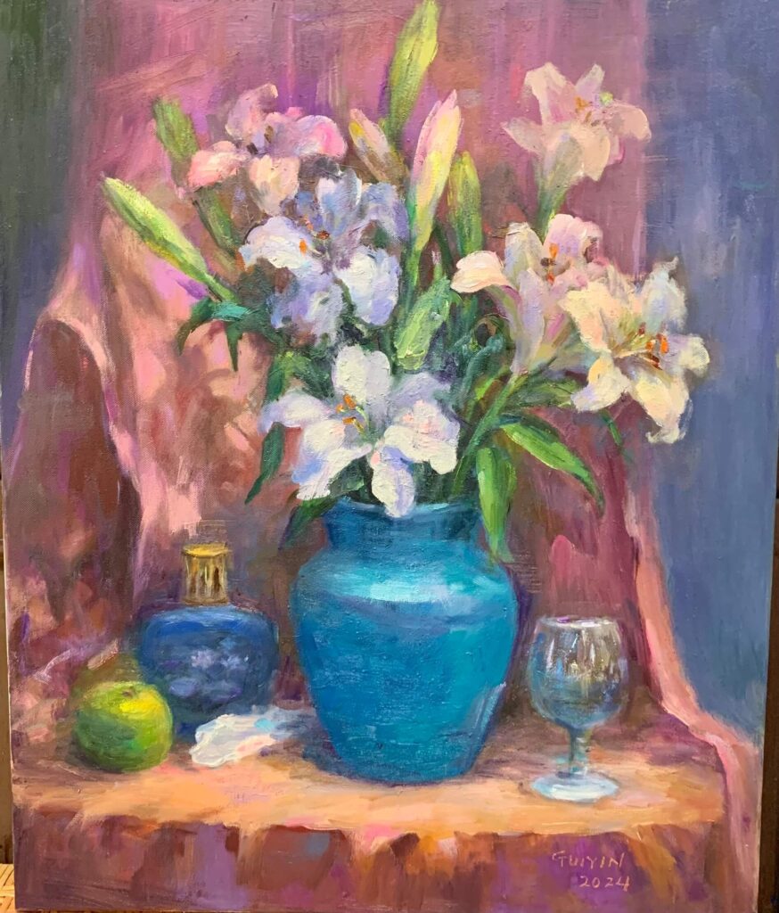 林桂英《百合花與香水瓶》