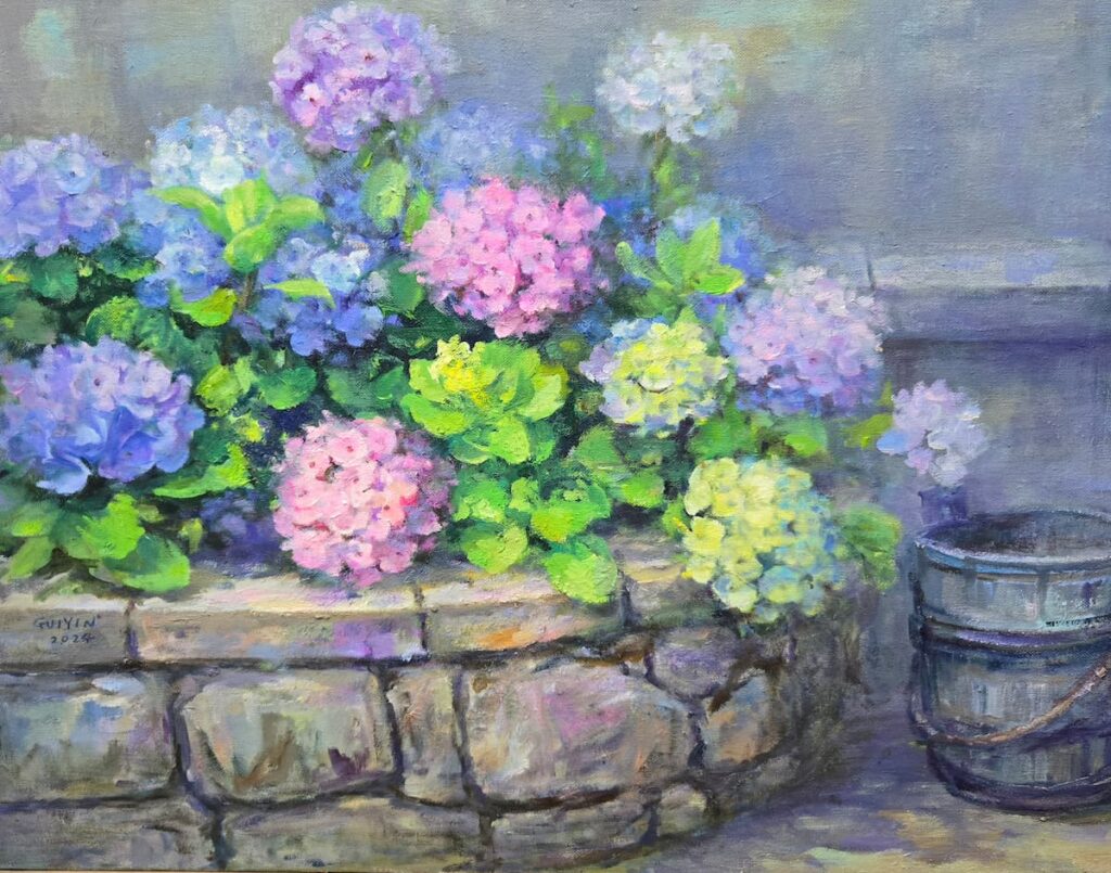 林桂英《繡球花》