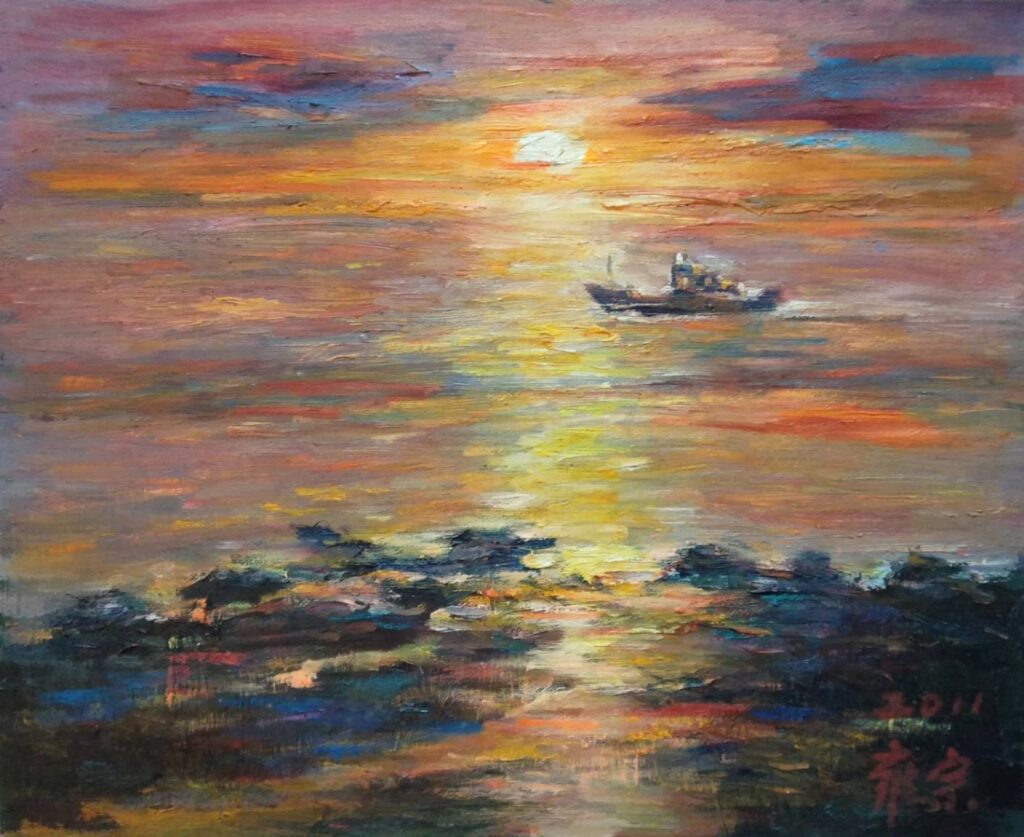 顏雍宗《落霞歸舟》