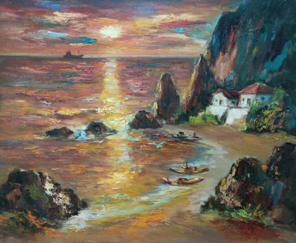 顏雍宗《西灣夕照(柴山舊部落)》